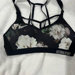 Black Floral Sports Bra